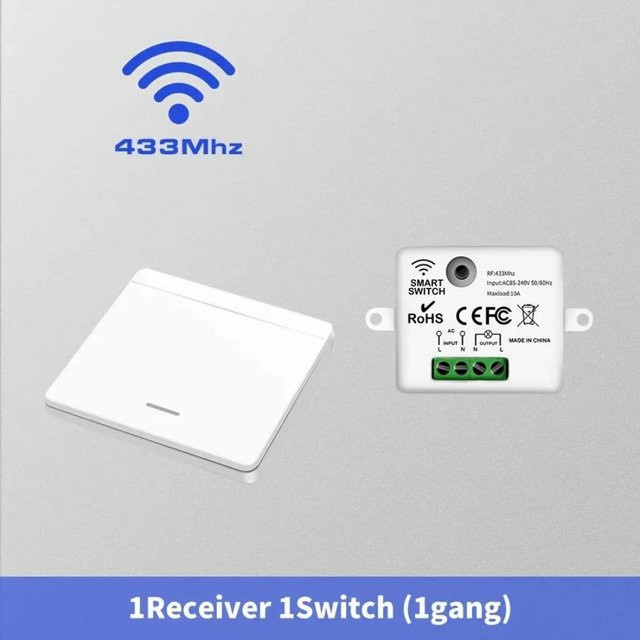YJMP Drahtloser Smart Home Lichtschalter mit 433MHz Fernbedienung, 1-3fach Wand Schalter Set in Weiß für LED Lampen, 10A 220V - Bild 1