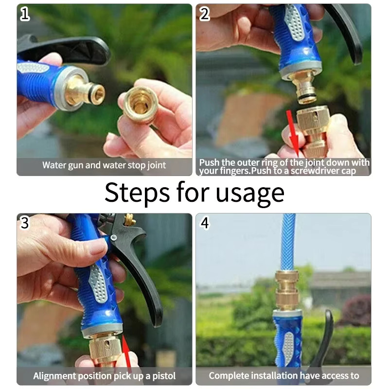 Hochdruck-Wasserpistole mit verstellbarer Messingdüse in Gold für Autowäsche, Gartenbewässerung und Terrassenreinigung - Bild 5