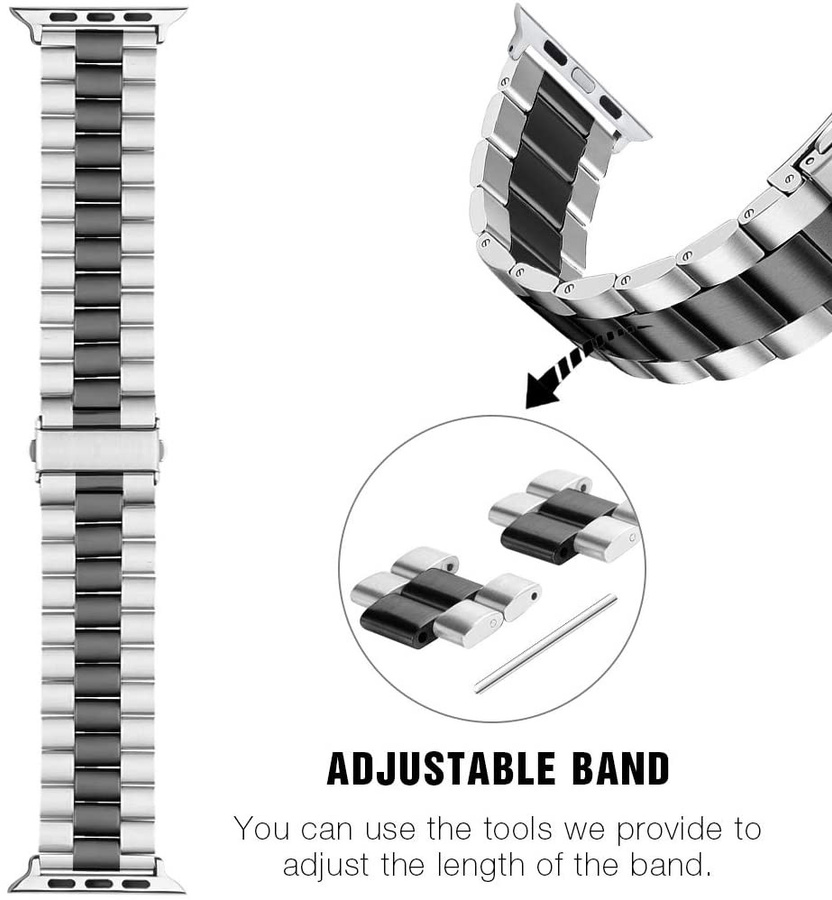 VA VA VOOM Edelstahl Ersatzarmband für Apple Watch in Gold und Silber, kompatibel mit 38/40/41/42/44/45/46/49 mm - Bild 2