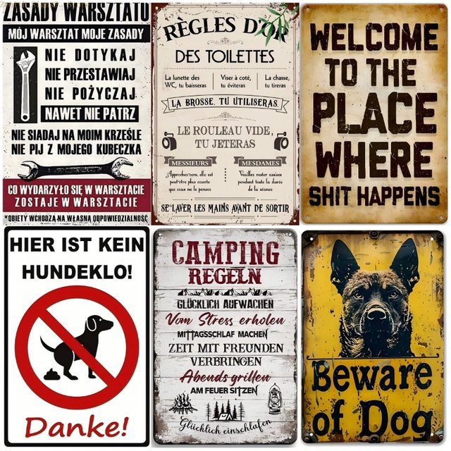 Retro Wandkunst aus Eisen mit antiker Oberfläche von Potdemiel, rechteckig - Bild 1