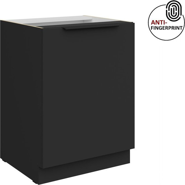 Küchenunterschrank ARIA in Schwarz matt mit Anti-Fingerprint-Beschichtung, Breite: 60 cm - Bild 1
