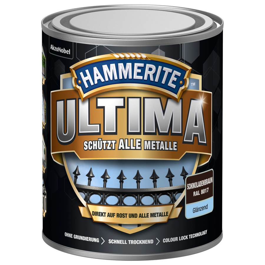 Hammerite Ultima Premium Metall-Schutzlack glänzend Schokoladenbraun 750 ml - Bild 2