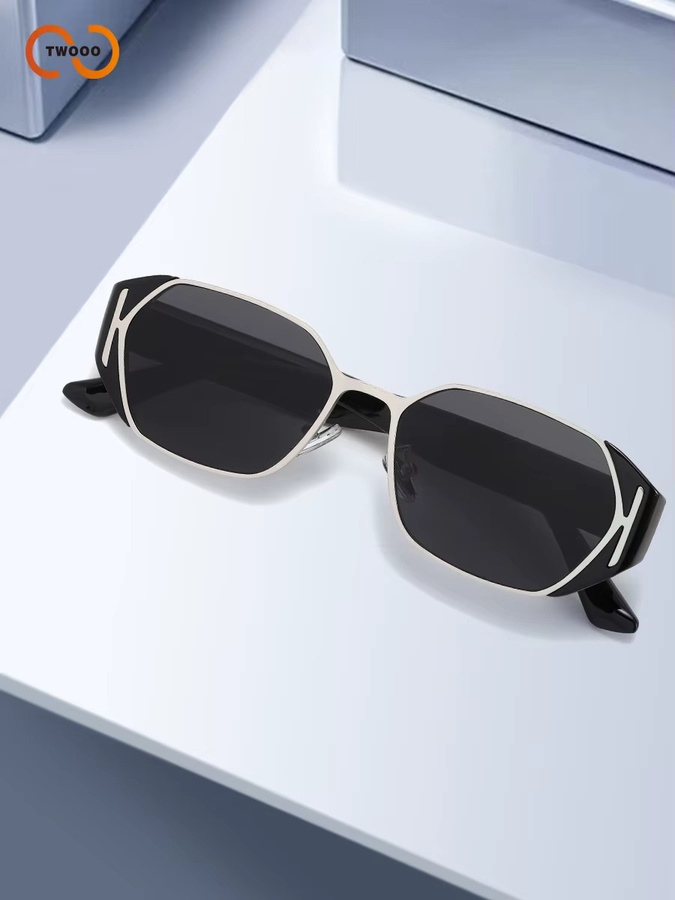 TWOOO Sonnenbrille Damen, Vollrand, Metall, schwarz - Bild 3