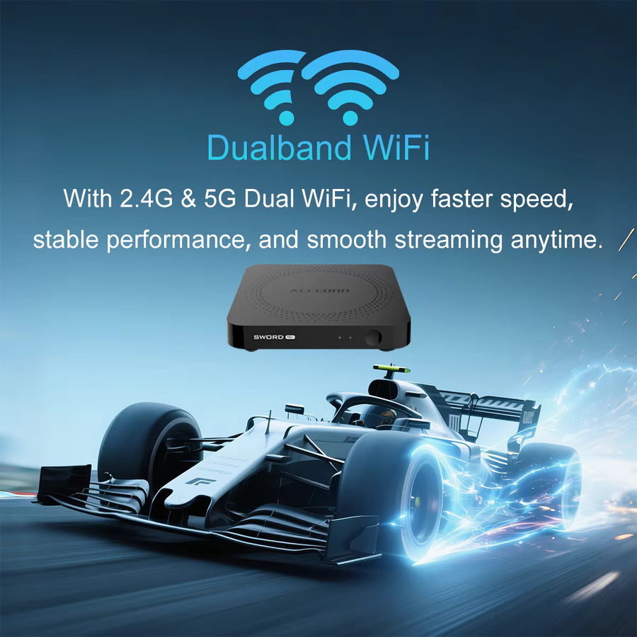 ACECONN Sword Pro+ Streaming Android IPTV Box in Schwarz mit 4K UHD, Dual WLAN und Bluetooth sowie Sprachsteuerung und hintergrundbeleuchteter Fernbedienung - Bild 2