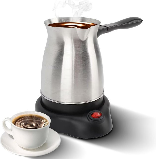Tooarts Elektrische Türkische Kaffeemaschine mit 600 ml Kanne, Multifunktionaler Espresso Maker mit Heißwasserfunktion, Schwarz/Silber - Bild 1