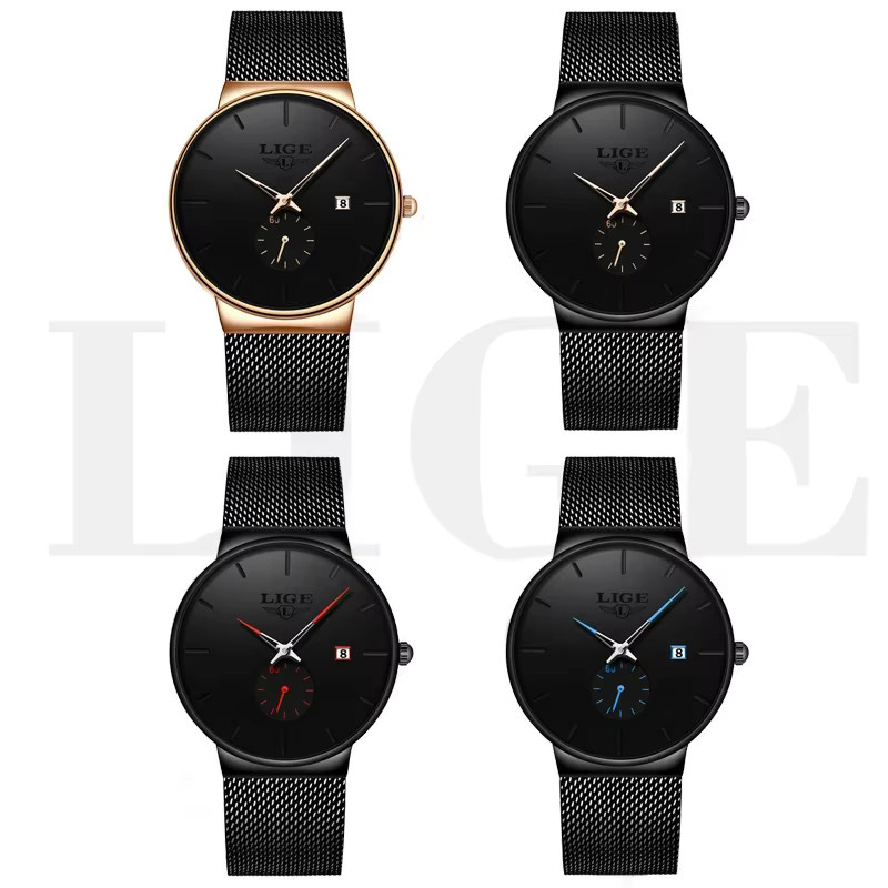 LIGE Chronograph, Edelstahl, Schwarz, Herren - Bild 6