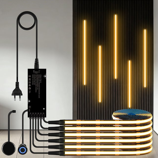 Dimmbare MALITAI COB-LED-Lichtleiste mit Doppel-Touch-Sensor in Warmweiß für TV-Hintergrundbeleuchtung, Wandpaneele und Küchenunterschränke - Bild 1