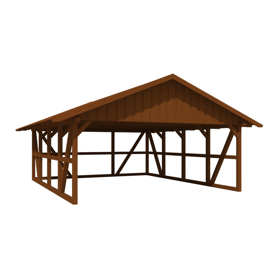 Skan Holz Carport Schwarzwald aus Fichtenholz mit Dachschalung und Rückwand in Nussbaum Braun B: 684 cm, T: 772 cm - Bild 2