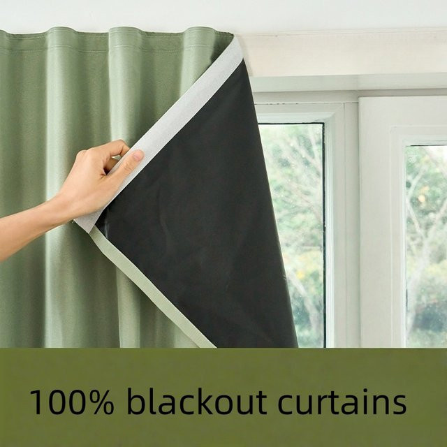 CENTURyMiG Verdunkelungsvorhänge mit Klettverschluss, doppellagiges Stoffpanel, Green, Breite: 135 cm, Höhe: 100 cm - Bild 1