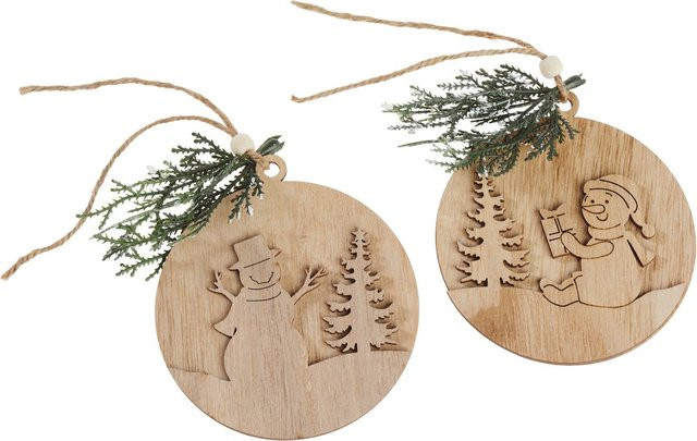 VBS Holz-Anhänger Schneemann in Beige für Weihnachten und Winter - Bild 1