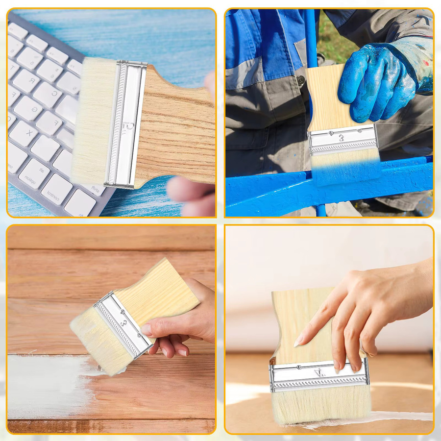 3-teiliges flaches Pinselset aus Holz für Öl- und Acrylfarben mit den Größen 3, 4 und 5 Zoll - Bild 2