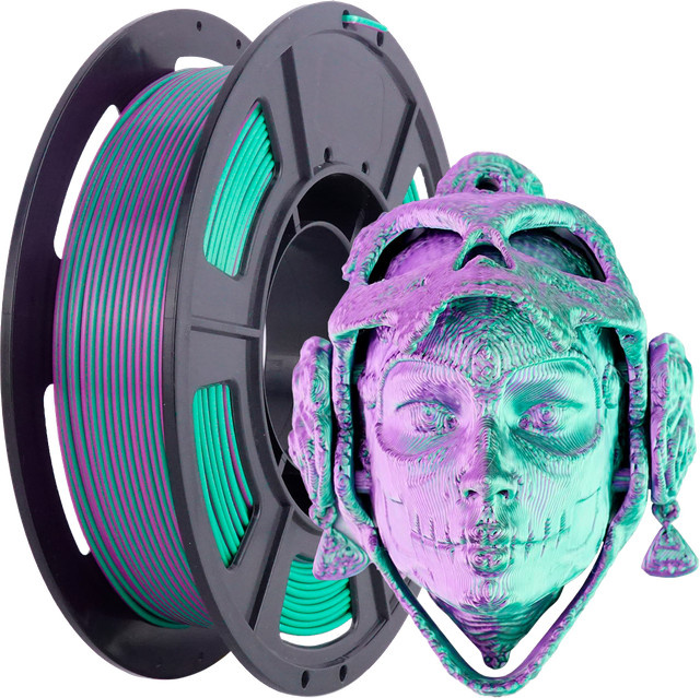 BING3D Seiden-PLA-Filament für FDM-3D-Drucker, zweifarbig lila-grün, Durchmesser: 1,75 mm - Bild 1