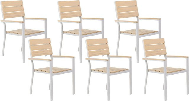 Beliani Gartenstuhl modern in Beige und Weiss, B/T/H: 55 x 55 x 90 cm - Bild 1