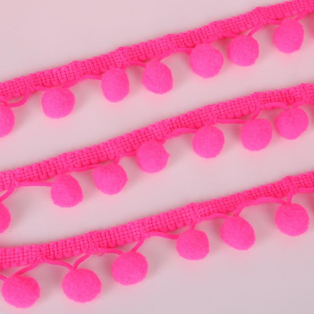 Home Craftdiy Pom Pom Fransenband mit 10 mm Perlen in Rosa für DIY Bastelzubehör und Nähen, 5 Yards - Bild 1