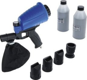 BGS Druckluft-Sandstrahlpistole Set 3-tlg. in Blau mit Kunststoff-Sandbehälter 900 ml - Bild 1