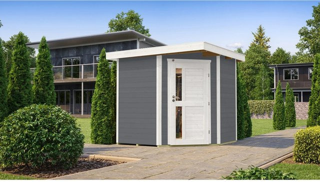 WEKA Gartenhaus 229 aus Holz mit Flachdach in Grau, B/T: 244 x 244 cm - Bild 1