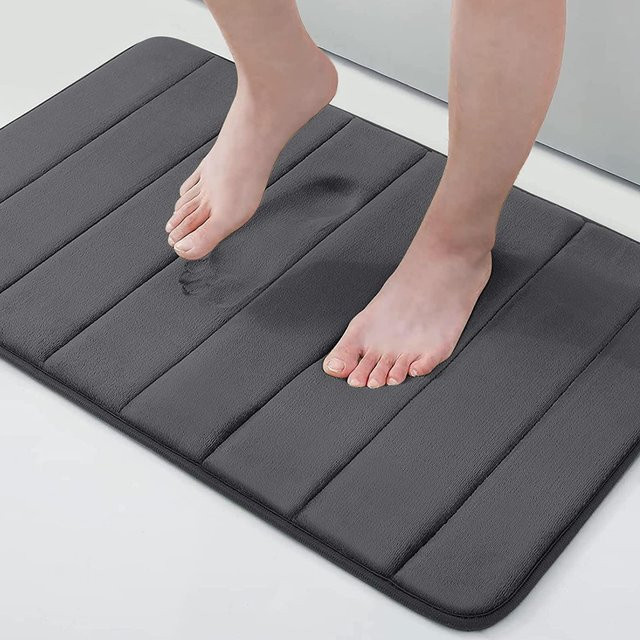 Rutschfeste Badezimmer Bodenmatte von Love Home Garden aus Microfaser in Dunkelgrau, wasserabsorbierend und maschinenwaschbar, B/T: 60 x 40 cm - Bild 1