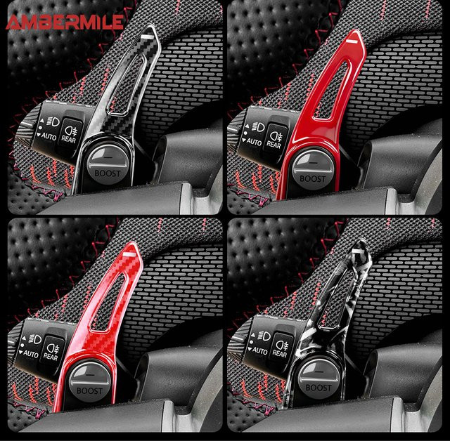 AMBERMILE Lenkrad Paddle Shifter Abdeckung aus ABS für Mini Cooper S F65 F66 JCW Countryman U25 2024 2025 in Schwarz - Bild 1