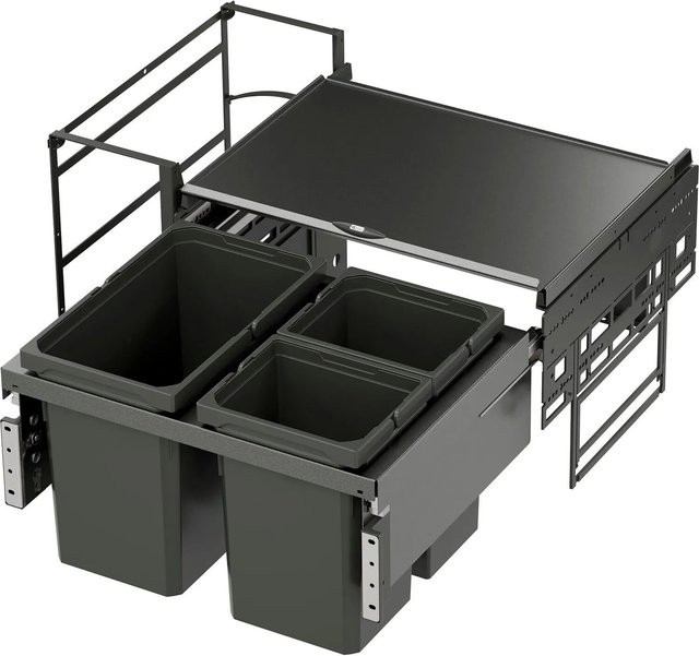 Vauth-Sagel Abfalltrennsystem Envi Water in Lava mit Korpusbreite 800 mm und 3 Behältern (2x10 l, 1x22 l) - Bild 1