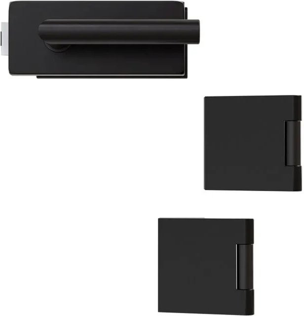 Hansaglas Glastürbeschlag Studio/Office unverschließbar Eckig in Schwarz matt - Bild 1
