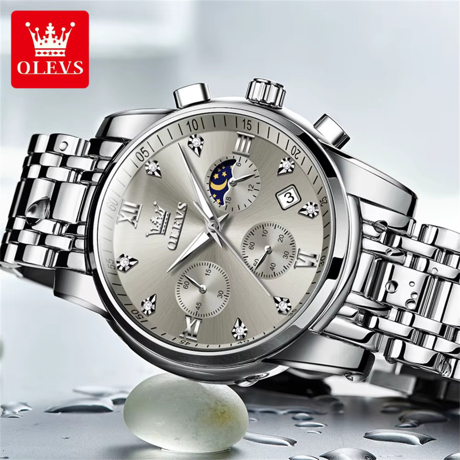 OLEVS Chronograph, Quarz, Gold, Edelstahl, Herren - Bild 3
