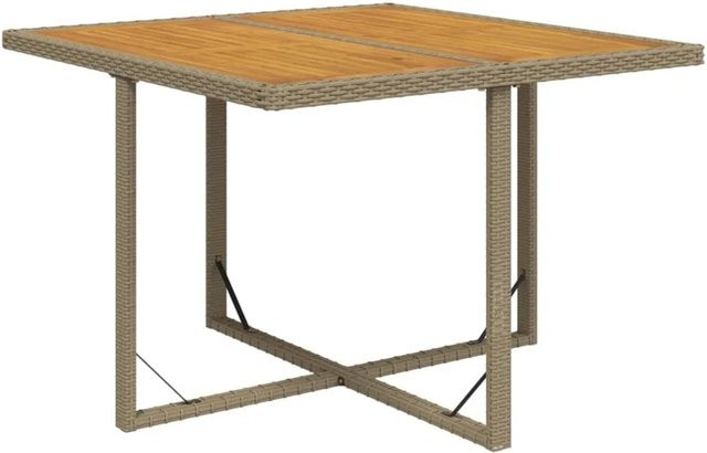 vidaXL Gartentisch modern in Beige und Schwarz aus PE-Rattan und massivem Akazienholz, B/T/H: 109 x 107 x 74 cm - Bild 1