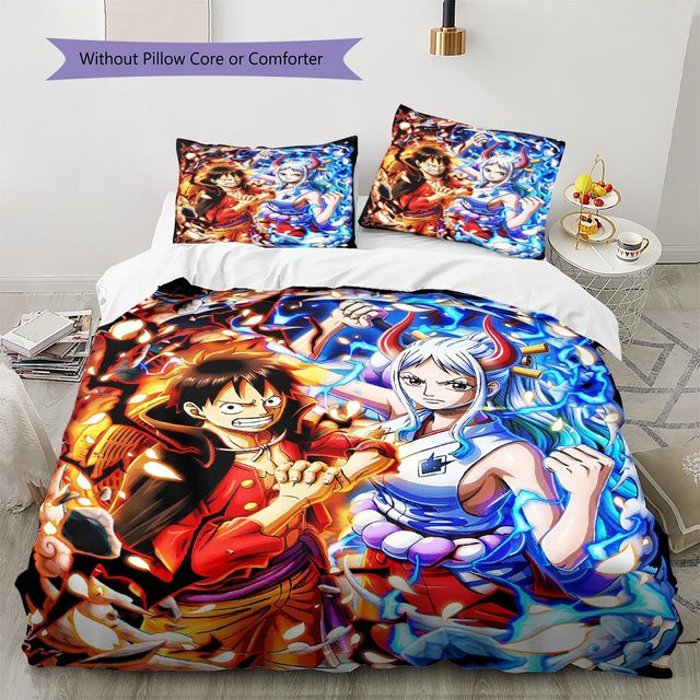 Tangguangwen Bettwäsche-Set mit Cartoon-Muster, bestehend aus 1 Bettbezug und 2 Kissenbezügen, Mehrfarbig, B/H: 135 x 200 cm - Bild 1