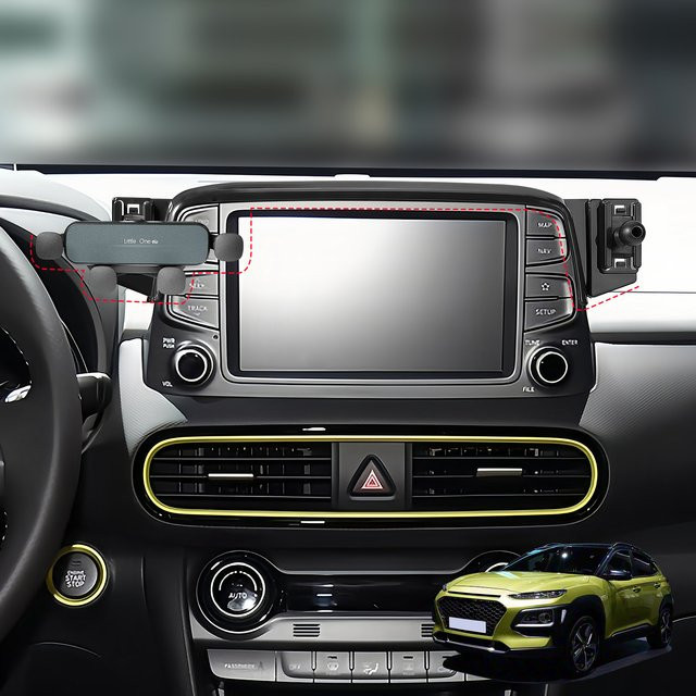 Handyhalterung für Hyundai Kona 2017-2023, GPS-Navigationshalterung für das Smartphone, Farbe: Schwarz - Bild 1