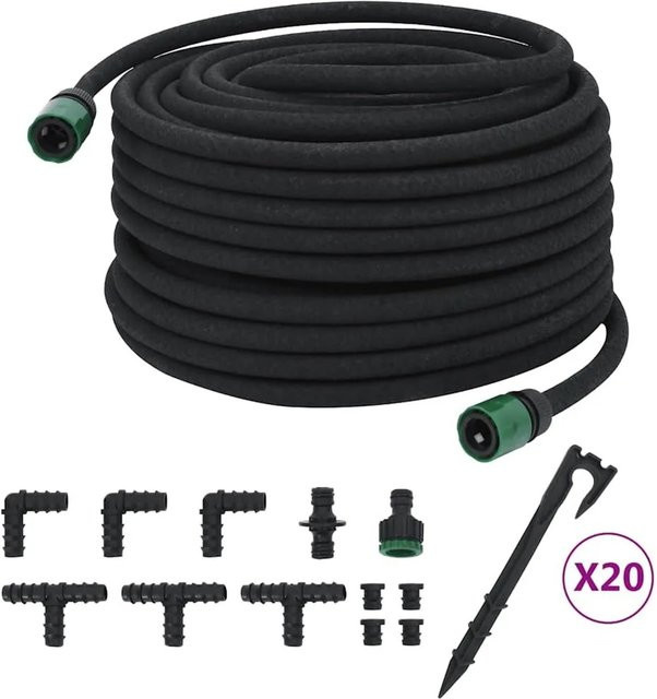 vidaXL Tropfschlauch Soaker aus Gummi in Schwarz, 50 m, 1/2 Zoll - Bild 1