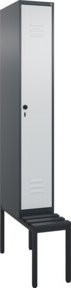 C+P Spind Classic PLUS Garderobenschrank mit Sitzbank, 1 Abteil, Schwarzgrau, B/H/T: 212,0 x 81,5 x 30,0 cm - Bild 1