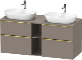 Duravit Waschtischunterschrank D-Neo in Grau Matt mit Schubladen und offenen Regalfächern, Wandmontage, Breite: 140 cm, Tiefe: 55 cm, Höhe: 66,4 cm - Bild 1