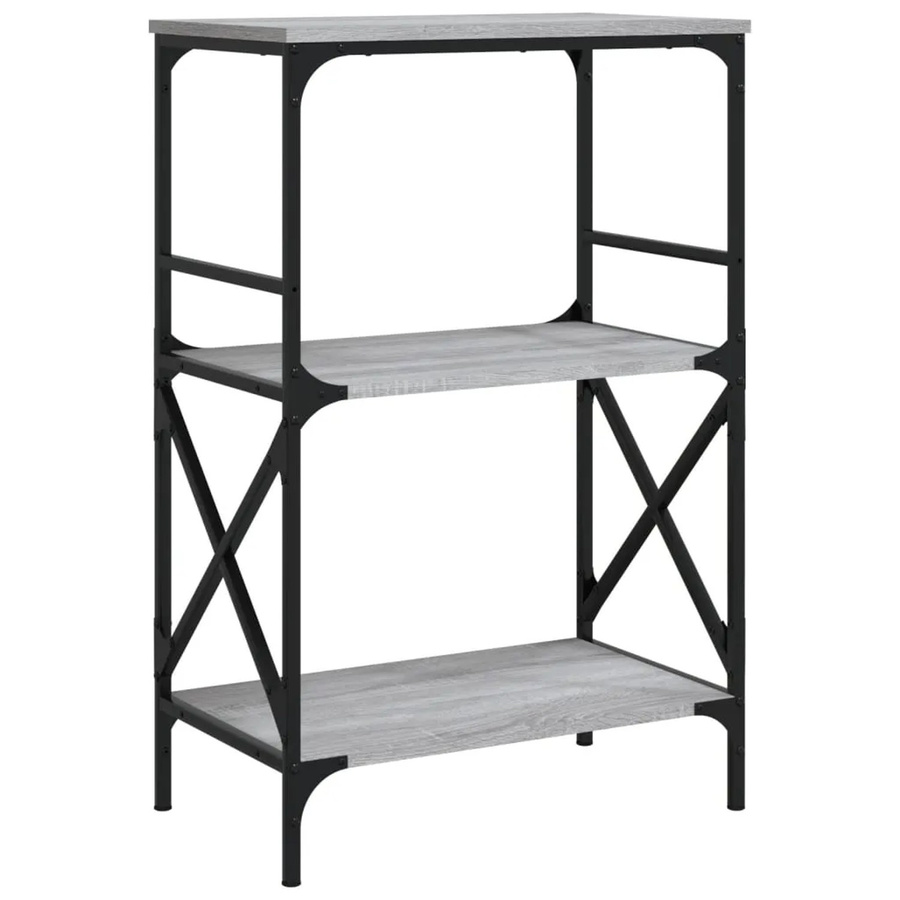 vidaXL Bücherregal mit 3 Böden in Grau im Industrial Design, B/T/H: 59 x 35 x 90,5 cm - Bild 2