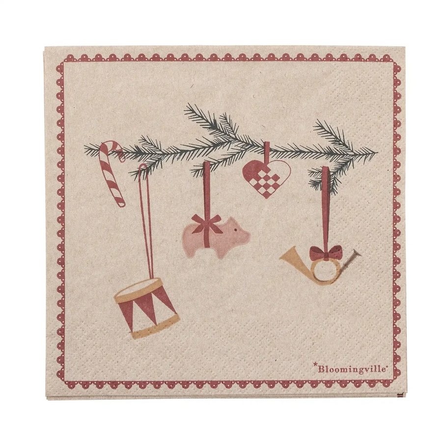 Bloomingville Papier-Serviette Yule in Rot - Bild 1