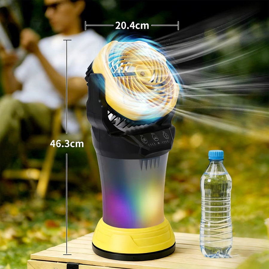 Bytelike Tragbarer Sprühventilator mit Wassertank in Gelb mit 120° Oszillation, RGB-Licht und Fernbedienung - Bild 7