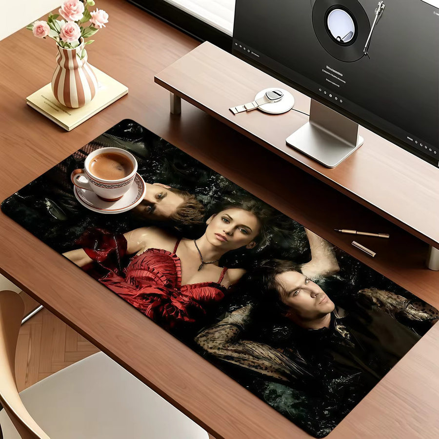 Gaming Mauspad The Vampire Diaries Damon Salvatore Motiv, rutschfeste Schreibtischunterlage mit Gummikante, Multicolor - Bild 6