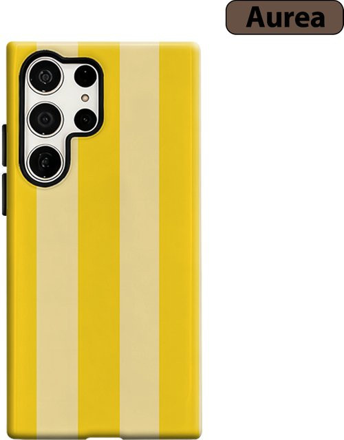 Stoßfeste Doppelschicht Handyhülle mit gelben Pastellstreifen für Samsung Galaxy S26 S25 S24 S23 Ultra Plus Android Smartphone - Bild 1