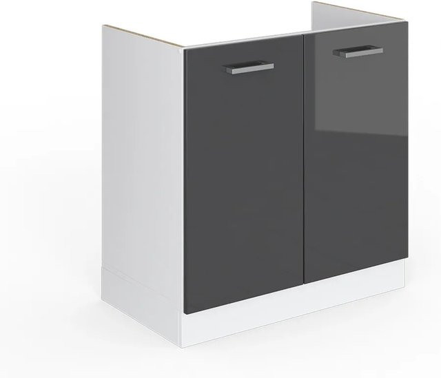 Vicco Spülenunterschrank R-Line in Anthrazit Hochglanz und Weiß, B/T/H: 80 x 46 x 81,6 cm - Bild 1