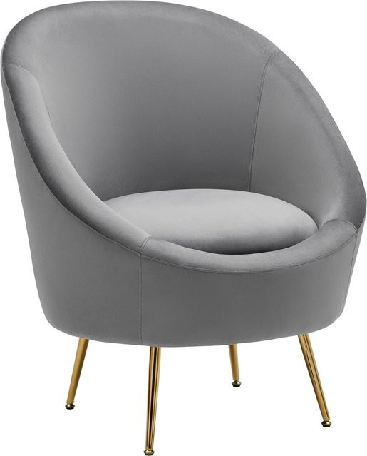Bessagi Home Sessel Lou Relax Sessel aus Samt in Grau mit Gold-Details, B/T/H: 80 x 92 x 75 cm - Bild 1