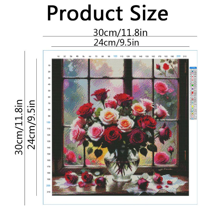Evershine Kreuzstich Set Rose Blumenbild in Multicolour B/H: 30 x 30 cm - Bild 1