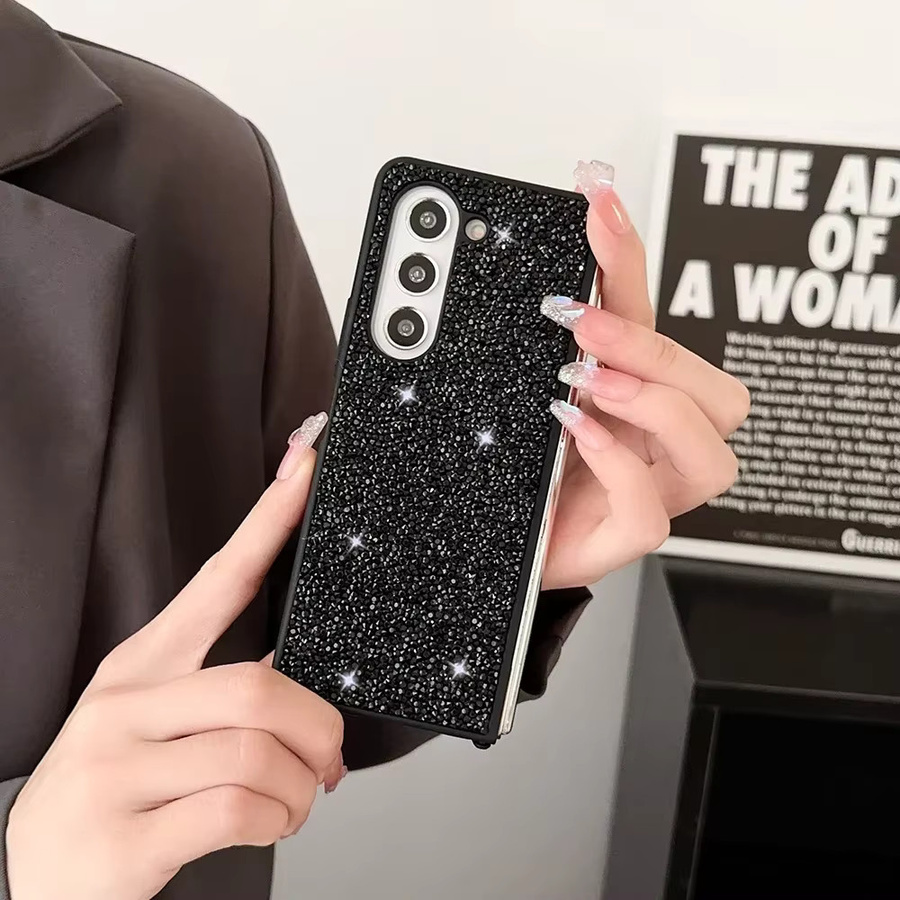 Handyhülle mit Strass-Glitzer-Paillettenbesatz für Samsung Galaxy Z Fold 6, 5, 4, 3 5G mit weichem TPU-Rahmen und stoßfester Rückseite in Purple oder Black - Bild 2
