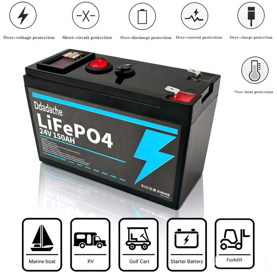 Ddadache Lithium 24V 150Ah LiFePO4 Deep Cycle Akku in Schwarz mit 4000+ Zyklen für Beleuchtung, Power Wheels und Solar- oder Windenergieanlagen - Bild 6