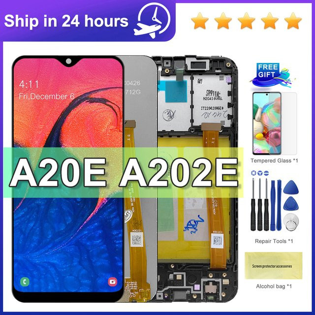 Sinmaytai LCD Display Touchscreen Digitizer Montage mit Rahmen für Samsung Galaxy A20e in Schwarz - Bild 1