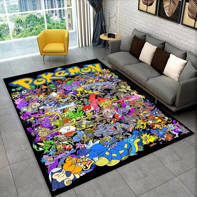 Pikachu Pokemon Cartoon Teppich Rutschfeste Fußmatte für Wohnzimmer und Schlafzimmer B/B: 60 x 40 cm - Bild 1