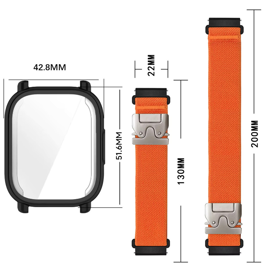 OAKCHARM Armband und Hülle für Redmi Watch 5 Active, Redmi Watch 5 Lite, Nylon, Schwarz - Bild 2