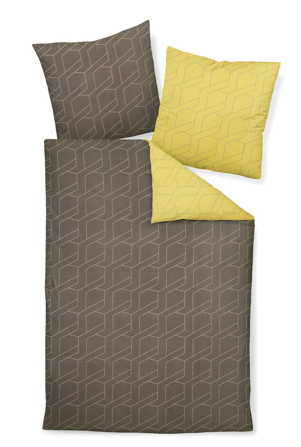 Janine Loft Mako-Satin Bettwäsche Wende Design Braun, B/H: 200 x 220 cm mit Kissen 80 x 80 cm - Bild 1