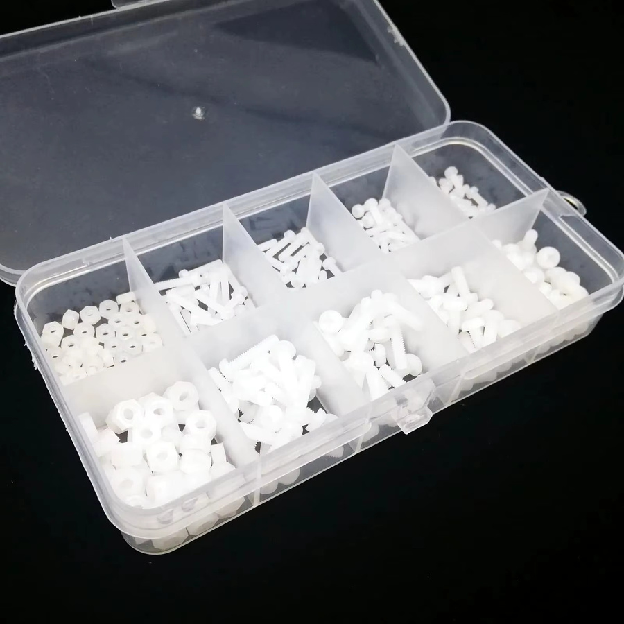 HZYUEGOU Nylon Kunststoff Sortiment Set mit isolierten Phillips Pan Rundkopf Bolzen Schrauben und Muttern in Weiß, 300 Teile, M2 und M3 in 10 Größen - Bild 3