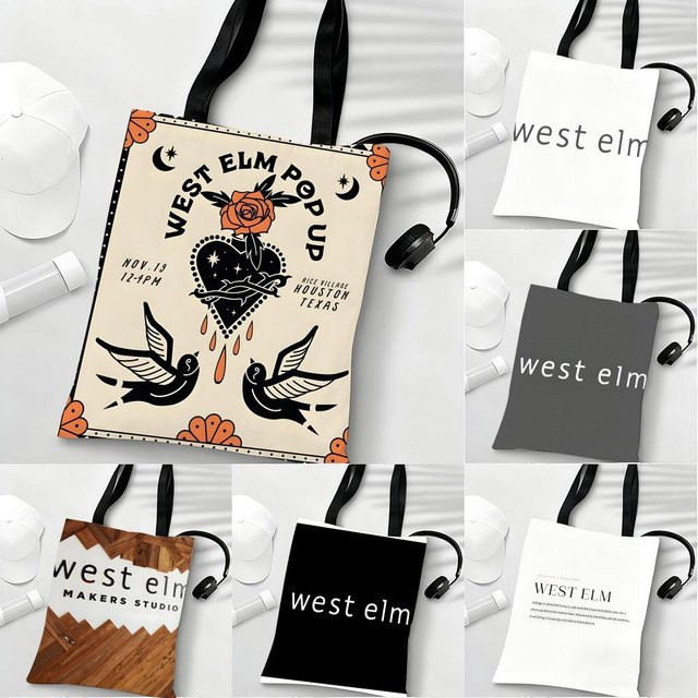 West Elm Canvas Schultertasche in Solid Design mit großer Kapazität - Bild 1