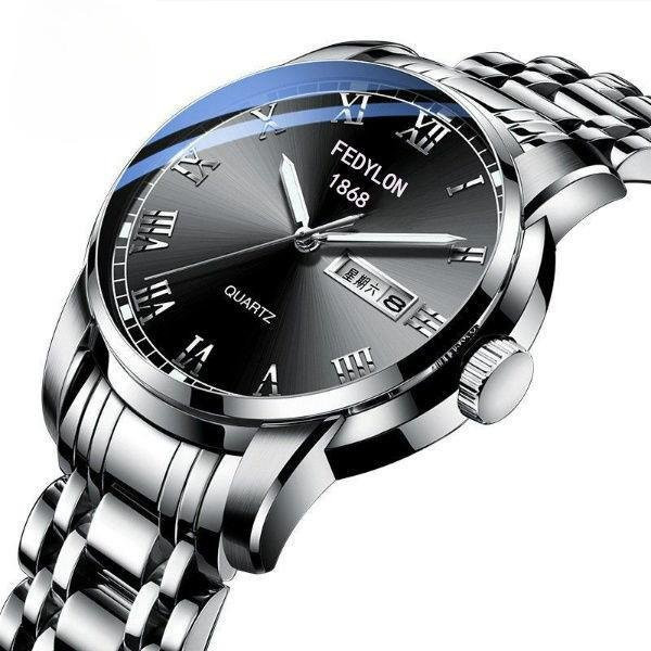 YIRAN Jewelry Digitaluhr, Quarz, Edelstahl, Herren, Grau - Bild 1