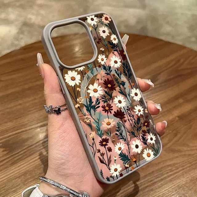 Samsung Galaxy A57 5G Schutzhülle mit mehrfarbigem Gänseblümchen-Blumenmuster in Grau - Bild 1