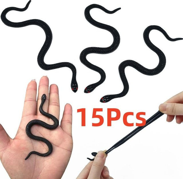 15-teiliges Set Realistische Gummi Spielzeug Schlange, 10cm - Bild 1